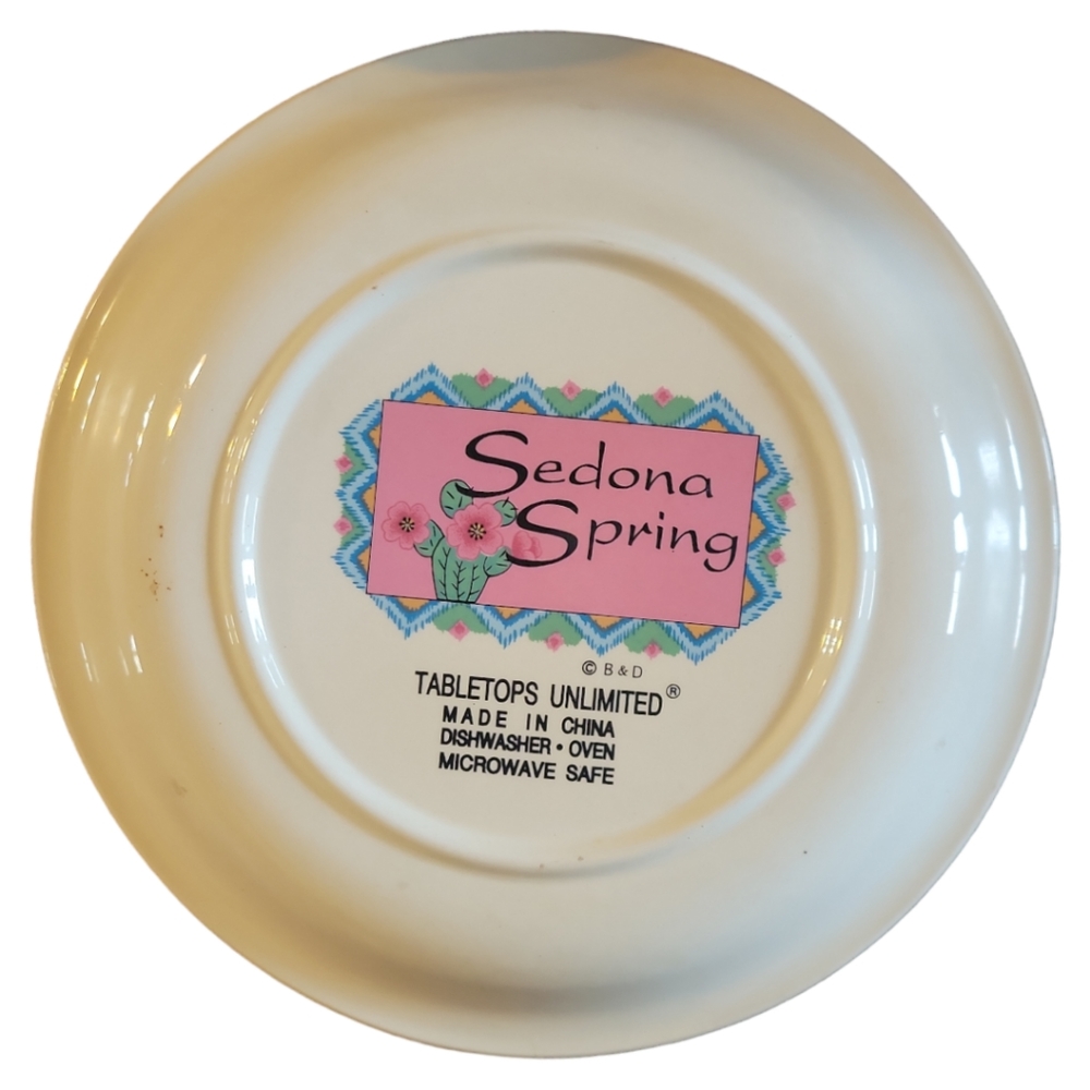 1 Vtg Dinner Plate Bowl Sedona Spring Tabletops Unlimited Cactus Blooms Desert - Picture 2 of 3